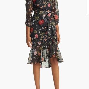 Eliza J Black Floral Long Sleeve Dress